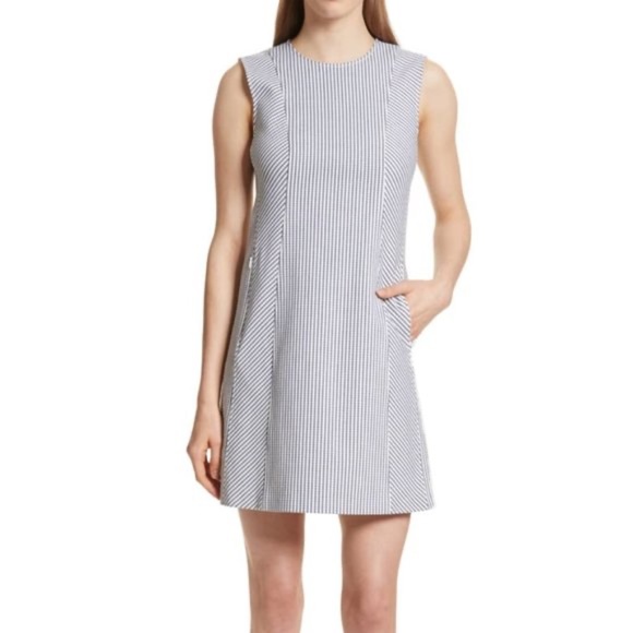 Theory Dresses & Skirts - Theory White / Navy Helaina Stripe Cocktail Dress